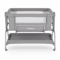 Patut co-sleeper, Feedo, Cu sistem de leganare, Inaltime adjustabila pana la 57-69 cm, sustine pana la 9 kg, 0 luni+ Gri