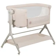 Patut co-sleeper, Lionelo, Leonie Plus, Pliabil, Cu sistem de leganare, Cu setare unghiulara, Reglabil in 6 pozitii pe inaltime, Conform cu standardele europeane de securitate EN1130 si EN16890, Bej