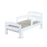 Patut din lemn bebe si junior, 140-190x70 cm, Extensibil, Din lemn de mesteacan, Cu bariere de protectie, De la 1.5 ani pana la 18 ani, Alb, YappyKids, YappyGrow