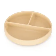 Farfurie compartimentata, Petite&Mars, Take&Match, Rotunda, Cu ventuza si 3 compartimente, Silicon, Fara BPA, 500 ml, 6 luni+, Bej