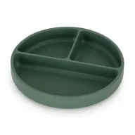 Farfurie compartimentata, Petite&Mars, Take&Match, Rotunda, Cu ventuza si 3 compartimente, Silicon, Fara BPA, 500 ml, 6 luni+, Verde