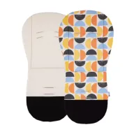 Insertie carucior, Petite&Mars, Editie limitata, Din spuma cu memorie, Densa Pentru confort sporit, Universala, Cu decupaje pentru centura de siguranta in 3 sau 5 puncte, 86x42 cm, 0 luni+, Retro, Multicolor