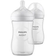 Set biberoane, Philips Avent, Natural Response, 260 ml, 3-6 luni, Debit 3 (mediu), 2 bucati, Alb