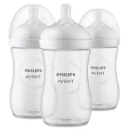 Set biberoane anticolici, Philips Avent, Natural Response, 260 ml, 3-6 luni, Debit 3 (mediu), 3 bucati, Alb