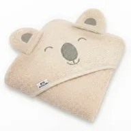 Prosop de baie, Bocioland, Cu gluga si urechi, 100% bumbac, 95x95 cm, Koala