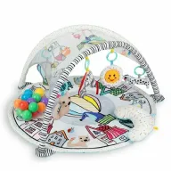 Salteluta interactiva, Qmini, Abby,  Cu muzica, 20 bile, 6 jucarii,  Pentru activitati educationale, 85x85 cm, Multicolor
