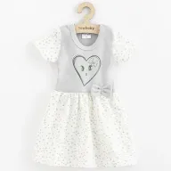 Rochita, New Baby, Cu maneca scurta, In forma de A, Din 100% bumbac certificat Oeko Tex Standard 100, Marime 74, 6-9 luni, Hearts