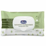 Servetele umede biodegradabile 60 buc, Chicco, 97% apa, Fara parfum, 0 luni+
