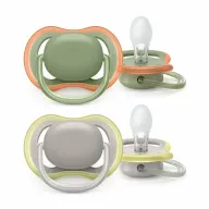 Set 2 suzete bebelusi, Philips Avent, Ultra Air, Ortodontice, Ventilate, Senzatie naturala, Fara BPA, 6- 18 luni, Verde/Gri
