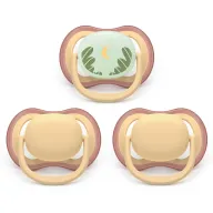 Set 3 suzete bebelusi, Philips Avent, Ultra Air Day & Night, Ortodontice, Silicon moale, Ventilate, Senzatie naturala, Fara BPA, 0-6 luni, Bej/Luna