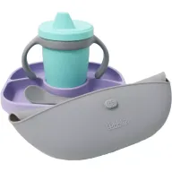 Set de masa complet, BBluv, Set, Include farfurie compartimentata, baveta portabila cu buzunar, Canuta si lingurita, Silicon, Fara BPA, Violet