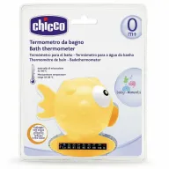Termometru de baie pestisor, Chicco, Cu banda termosensibila, Plutitor, Interval masurare 32-40 grade Celsius, Utilizabil si ca jucarie de baie, 0 luni+, Portocaliu