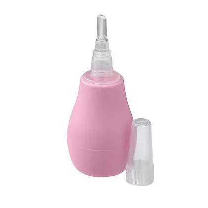Aspirator nazal manual, BabyOno, Cu varf Din silicon, 0 luni+, Roz