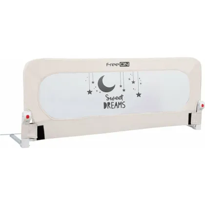 Protectie laterala pat, FreeON, Pentru bebe, Rabatabila, Instalare usoara, Dimensiune 135 x 57 cm, Sweet Dreams, Conform cu standardul european BS7972:2001+A12009, Light Beige