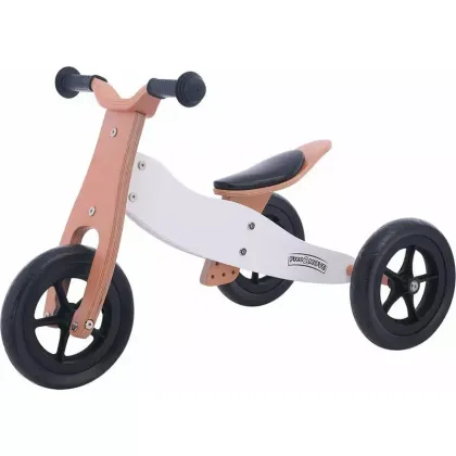 Bicicleta/tricicleta fara pedale, Free2Move, Din lemn, 2 in 1, Functie de bicicleta echilibru, Sa reglabila, Manere antiderapante, Roti ajustabile, 18 luni - 3 ani, Conform cu standardele europene EN7