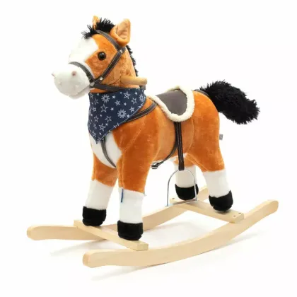 Calut balansoar din plus, Baby Mix, Cu efecte de miscare a gurii si a cozii, Cu melodie de cowboy si efect de galop, Maro Deschis