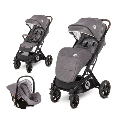 Lorelli - Carucior 2 in 1 Storm , Steel,  Cadru din aluminiu, 0-22 kg, Cu cos auto inclus, Gri