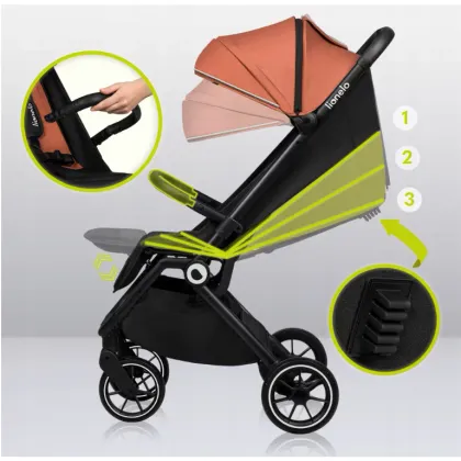 Carucior sport, Lionelo, Cloe, Cu accesorii, Cadru din aluminiu, Pana la 22 kg, Usor, Pliere compacta pentru avion, cu o singura mana, Ideal pentru toate tipurile de suprafete, 6 luni+, Maro