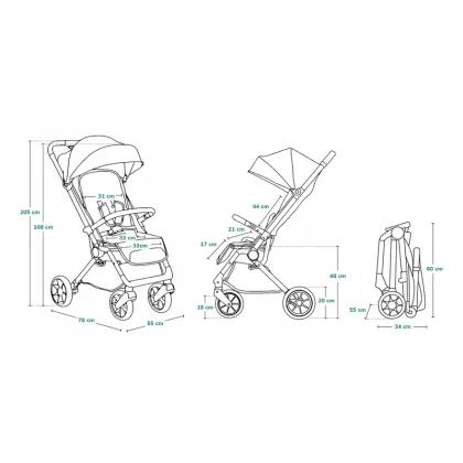 Carucior sport, Lionelo, Cloe, Cu accesorii, Cadru din aluminiu, Pana la 22 kg, Usor, Pliere compacta pentru avion, cu o singura mana, Ideal pentru toate tipurile de suprafete, 6 luni+, Maro