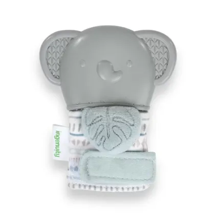 Manusa pentru dentitie, Ingenuiy, Elefant, Cu zornaitoare, Silicon, Fara BPA, 3 luni+, Gri