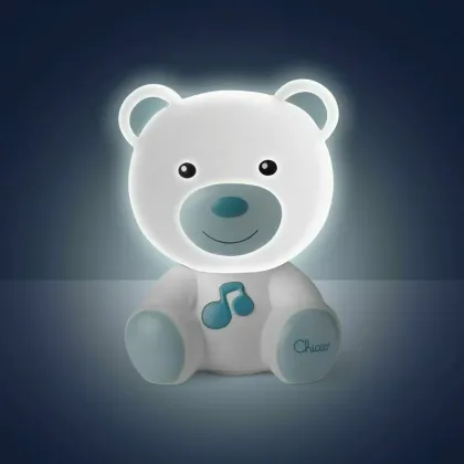 Jucarie si Lampa, Chicco, Ursulet, 10 minute de muzica, 0 luni+, Albastru