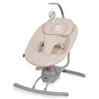 Leagan, Lionelo, Rio, Electric, Cu 3 viteze de leganare, Cu 8 melodii, Cu telecomanda, Cu husa detasabila, Cu perna detasabila, Centura in 3 puncte, Pana la 9 kg, Bej