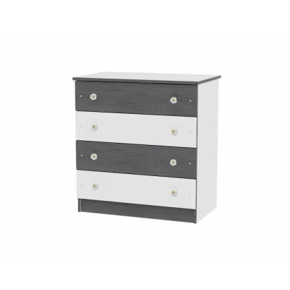 Lorelli - Comoda lemn, 81 x 50 x 86 cm, 4 sertare, White Graphite