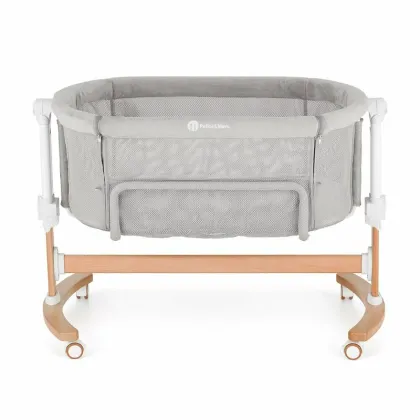 Patut co-sleeper, Petite&Mars, Glory, 2 in 1, Cu leganare, Cu ajustare pe inaltime in 5 pozitii, Cu saltea, Pliabil, Geanta de transport inclusa,0 luni+, Greutate suportata: 9 kg, Bej