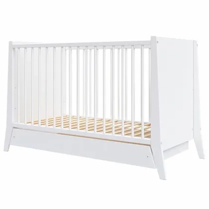 Patut copii din lemn Hubners Cosmo 120x60 cm alb cu sertar