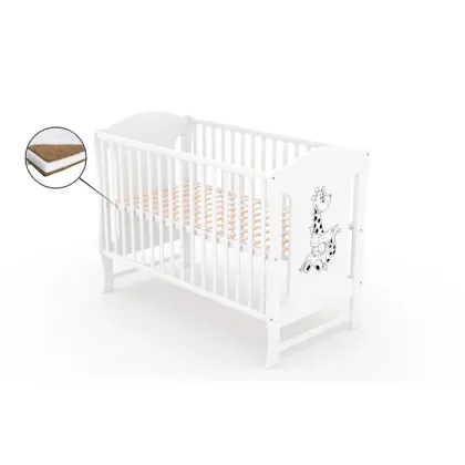 Patut fara sertar VESSANTI Zuza Alb + Saltea Cocos 8 cm
