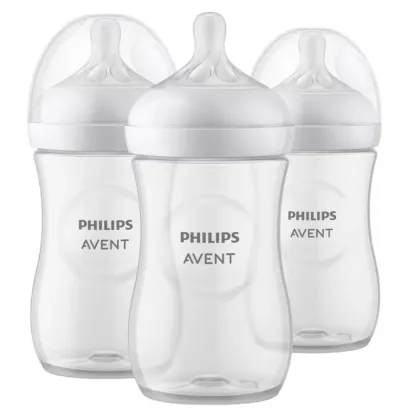 Set biberoane anticolici, Philips Avent, Natural Response, 260 ml, 3-6 luni, Debit 3 (mediu), 3 bucati, Alb