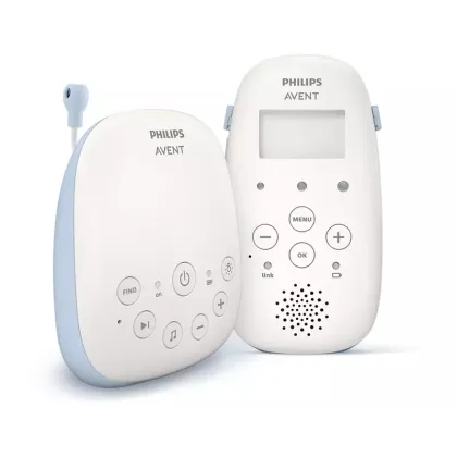 Interfon bebelusi, Philips Avent, Fara interferente, Cu lumina de veghe, Cu melodii, Cu tehnologie DECT, Pana la 24h capacitate de functionare, 0 luni+, Alb