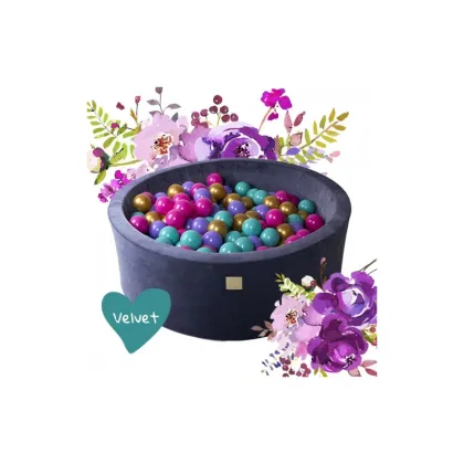 Piscina uscata 250 bile 7 cm MeowBaby  , auriu, roz inchis, violet si turcoaz, Flower Set, 90x30 cm, Catifea Blue