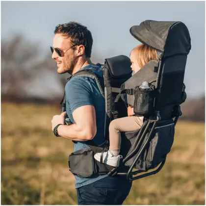 Rucsac pentru transportul copiilor, FreeON, Mount, Cu acoperis, Cu multiple compartimente, 87.5 x 38 x 77 cm, Conform cu standardul european de securitate EN 13209-1:2022, Grey