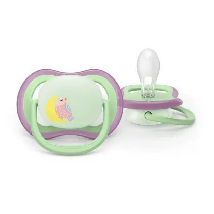 Set 2 suzete bebelusi, Philips Avent, Ultra Air Nighttime, Ortodontice, Silicon moale, Ventilate, Senzatie naturala, Fara BPA, 6-18 luni, multicolor