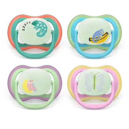 Set 2 suzete bebelusi, Philips Avent, Ultra Air Nighttime, Ortodontice, Silicon moale, Ventilate, Senzatie naturala, Fara BPA, 6-18 luni, multicolor