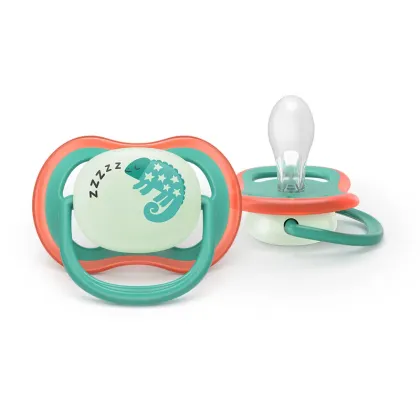 Set 2 suzete bebelusi, Philips Avent, Ultra Air Nighttime, Ortodontice, Silicon moale, Ventilate, Senzatie naturala, Fara BPA, 6-18 luni, multicolor