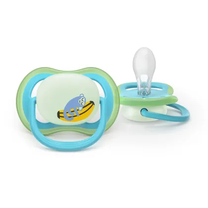Set 2 suzete bebelusi, Philips Avent, Ultra Air Nighttime, Ortodontice, Silicon moale, Ventilate, Senzatie naturala, Fara BPA, 6-18 luni, multicolor