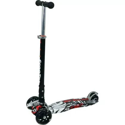 Trotineta copii, Free2Move Zik Zak cu lumini LED pentru baietei, Pliabila si compacta, Platforma antiderapanta, Ghidon reglabil, Rulmenti ABEC-7, Varsta 3 - 6 ani, Black