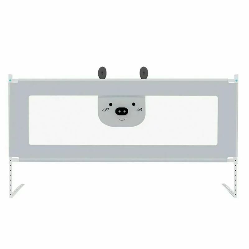 Bariera protectie pat, Primabobo, Bears, XXL, Culisanta, Cu inaltime reglabila 68-98 cm, 140 cm, Gri