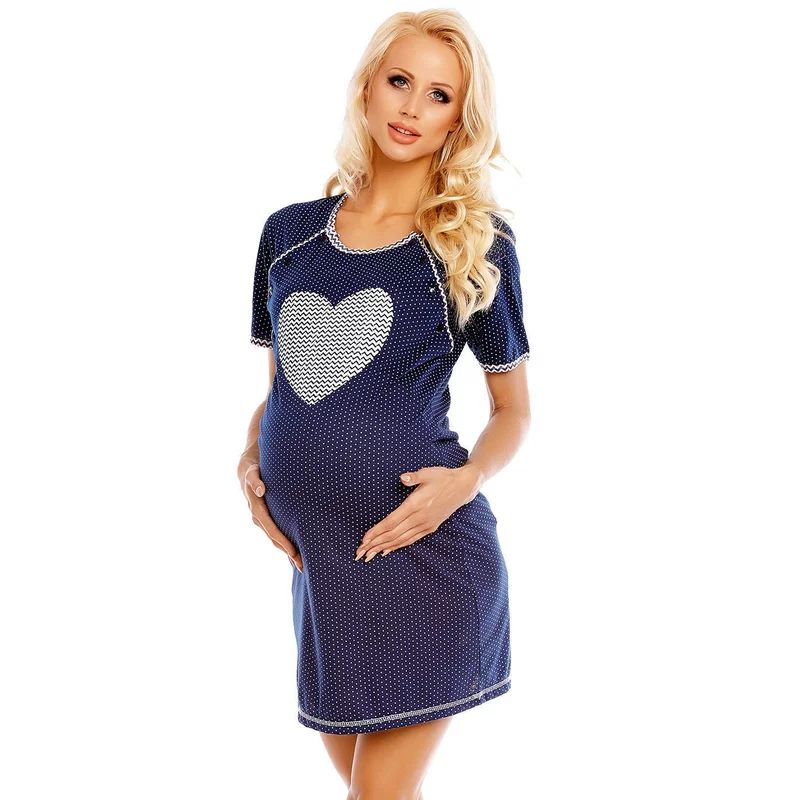 Camasa alaptat, Heart, Din bumbac, Cu nasturi, Masura S, Navy Blue