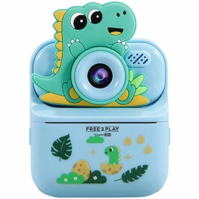 Camera foto digitala pentru copii, Free2Play, Cu imprimare instantanee si camera duala, Dinosaur