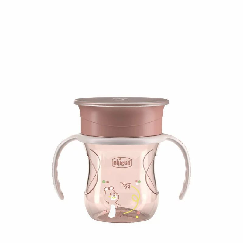Canuta 360, Chicco, Perfect Cup, Anti-Scurgere, Manere ergonomice, Detasabile, Capacitate 200 ml, Compatibila cu masina de spalat vase, Fara BPA, 12 luni+, Roz