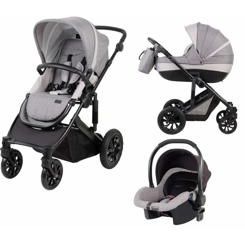 Carucior 3 in 1, FreeON, Trio Comfort, Cu cadru din aluminiu, Reversibil, Grey