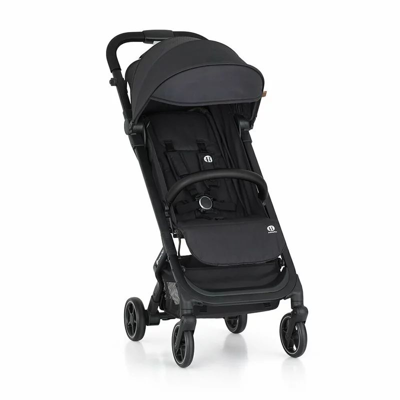 Carucior sport, Petite&Mars, Fly, Pliere compacta, Spatar reglabil pana la pozitie de somn, Suport picioare reglabil, Copertina extensibila cu protectie UPF40+, Suport pahar inclus, Pana la 22 kg, 0 luni+, Negru