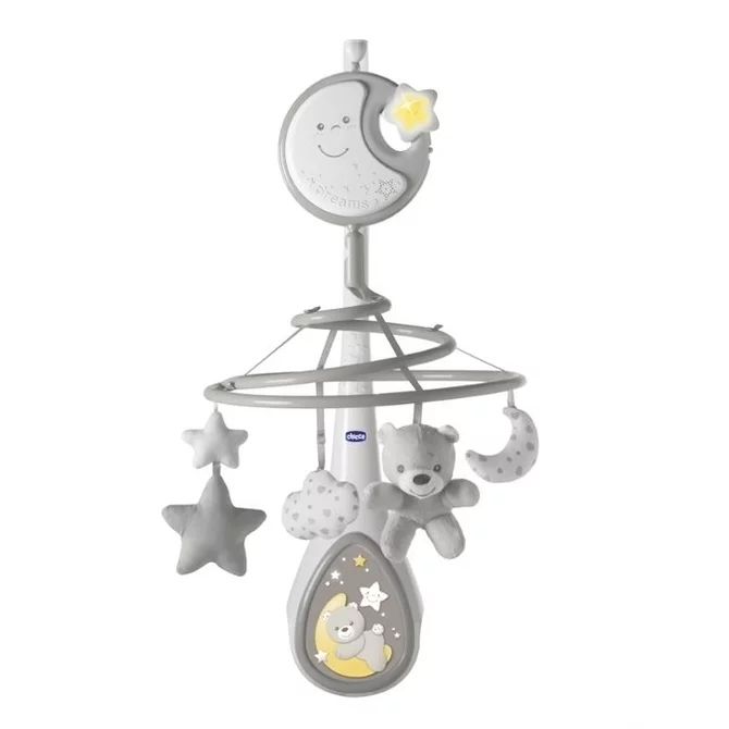 Carusel muzical, Chicco, Next2Dreams, 3 in 1, Mobil, Cu lumini, 0 luni+, Gri