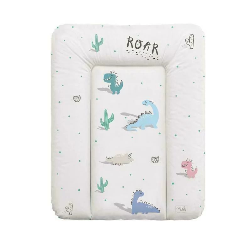 Saltea de infasat, Ceba Baby moale cu dinozauri, Fara ftalati, 70 x 50 cm, Multicolor