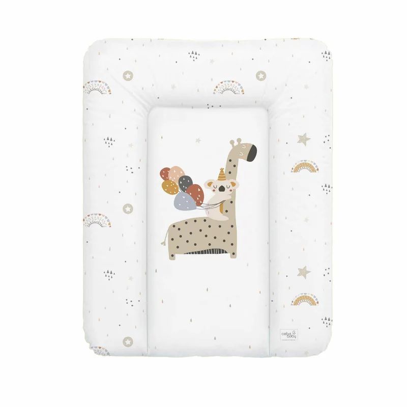 Saltea de infasat, Ceba Baby moale Giraffe, Fara ftalati, 70 x 50 cm, Alb/Bej