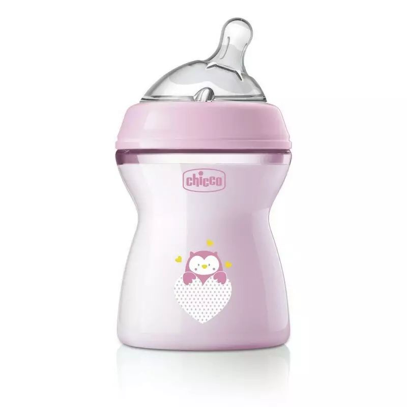 Biberon anticolici, Chicco, Natural Feeling, Plastic, Cu tetina Din silicon moale, Pentru hranire alternativa, Potrivit pentru nou-nascuti si sugari, Fara BPA, 250 ml, 2 luni+, Roz