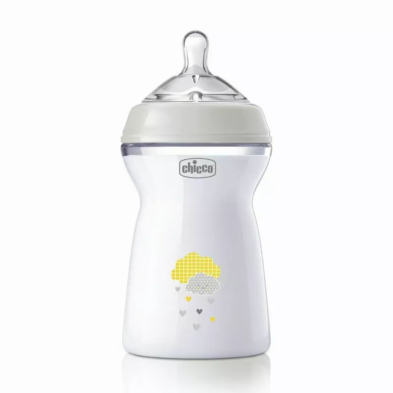 Biberon anticolici, Chicco, Natural Feeling, Plastic, Cu tetina Din silicon moale, Pentru hranire alternativa, Potrivit pentru nou-nascuti si sugari, Fara BPA, 330 ml, 6 luni+, Bej